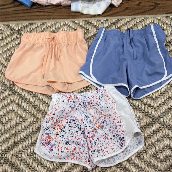 Stylish girls Shorts Set - Peach, Blue, and White - Picture 1 of 7